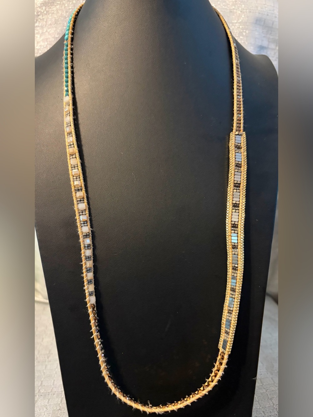 Boho-style Nakamol Bead Leather Necklace
